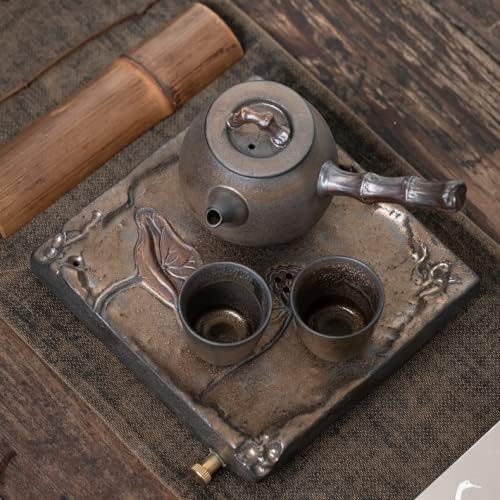Miniatura 5 de KKEKOS Juego de tetera japonesa vintage chino juego de té porcelana hierro arcilla tetera con bandeja de té con taza de té