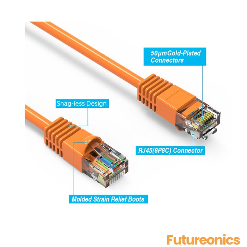 Pack de 50 cables Ethernet Cat 6 UTP naranja 15 pies miniatura 2