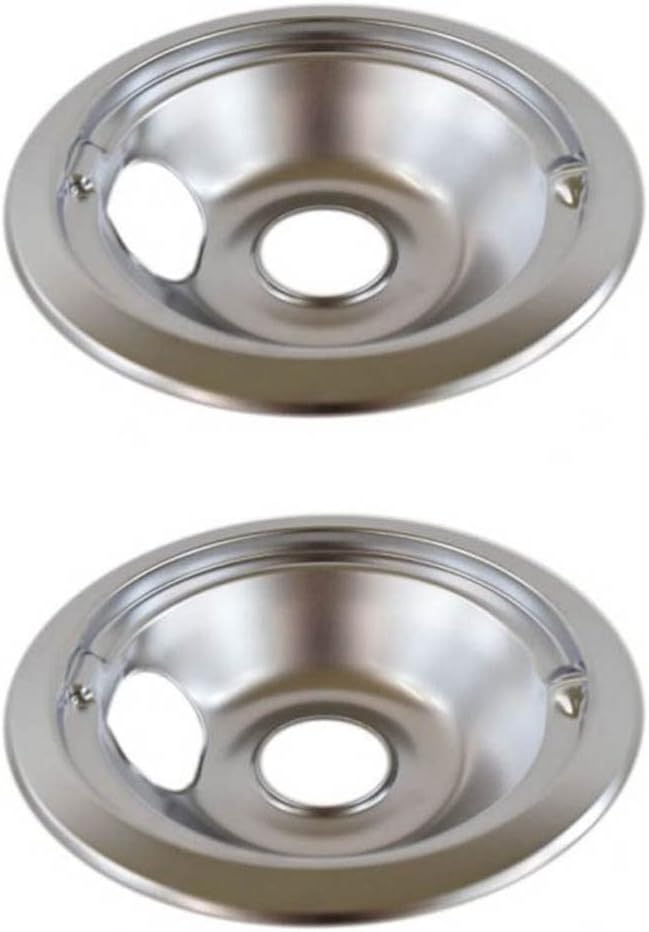 WB31K10265 Stove Range 6" Chrome Drip Pan Burner Bowl for GE AP5791287 3026611 PS8754845, 2-Pack