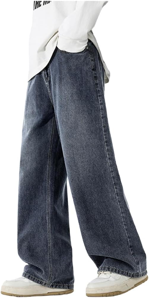 Jeans Homme Pantalons En Denim Lâche Vintage Jean Y2K Baggy Pantalon