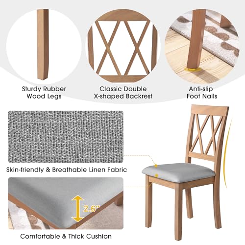 Merax Wood Farmhouse Upholstered Dining Chair Set of 2, Natural by Merax - Used condition - Image 6
