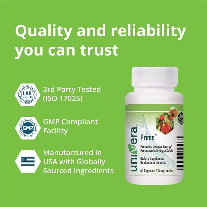 Miniatura 6 de Univera Prime, Vitamina C, Vitamina B6, Vitamina B12, DHEA, Renovación Celular, Apoyo Celular Saludable, Salud Cardíaca, Salud Inmune, 60 Cápsulas