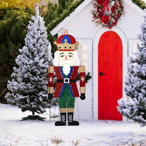 Outvita Lighted Nutcracker Soldier, Outdoor Christmas Decoration Waterproof 2D Walnut