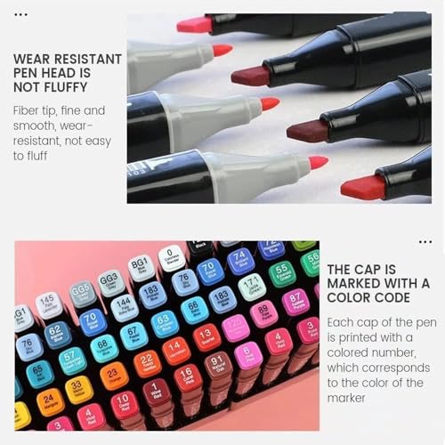 Image of KAVANA 48 Colors Acrylic Markers Set, Sketch Pen for Drawing Dual Tip Artist Art Marker Vibrant Colors Set For Coloring Sketching Drawing Painting,Twin Head Permanent Sketch Markers Pen With Case