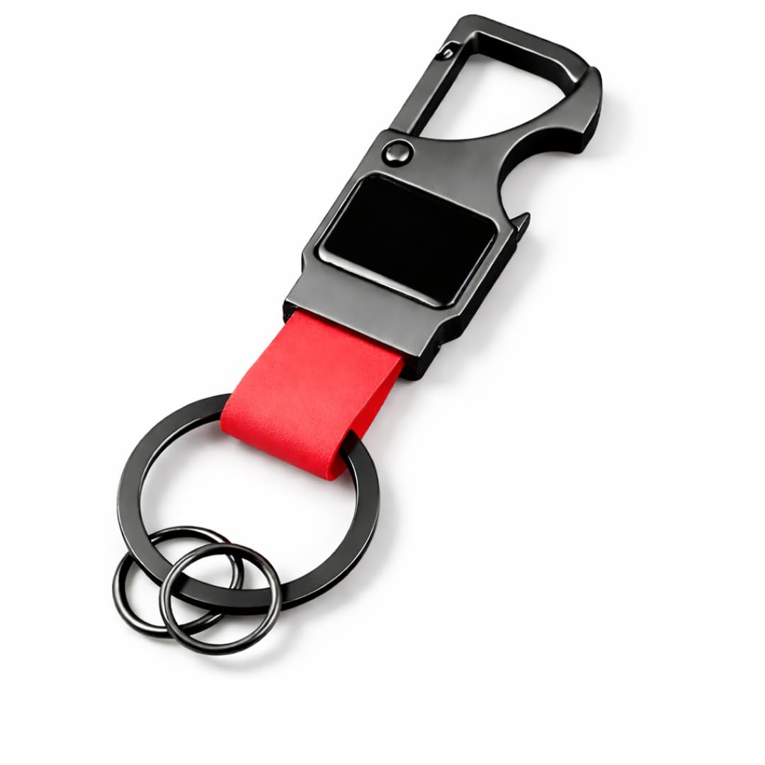 Premium Metal Car Keychain with Leather Strap & Bottle Opener – Heavy Duty Zinc Alloy Key Ring with Locking Clip, Stylish Key Holder for Car, Bike & House Keys for Men & Women-image-11