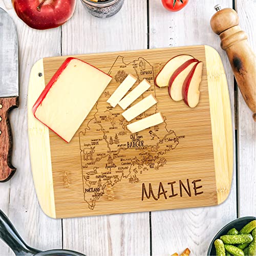 Image of Totally Bamboo A Slice of Life Maine Engraved Map Cutting Board
