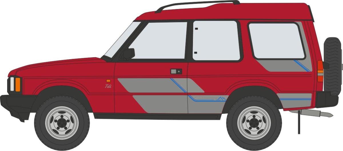 Oxford Diecast Land Rover Discovery 1 Foxfire 1:76 Scale Model Car 6cm Red with Display Stand for Kids