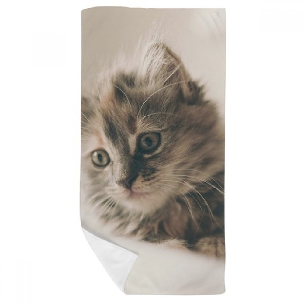 Chat Gris serviette de bain douce 35x70cm pour toilette quotidienne