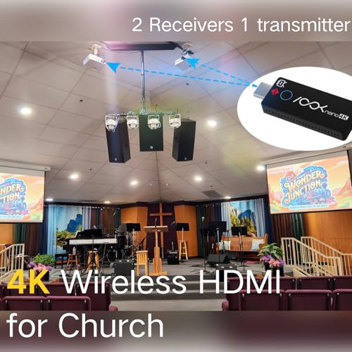 Image of Wireless HDMI Transmitter and 2 Receivers 4K, Ask Nano HDMI Wireless Splitter Presentation Kit for Classroom, Church, and Meeting Room, 50FT Range, Ultra 4K Output, Low Latency, Cast Screen to 2 TVs