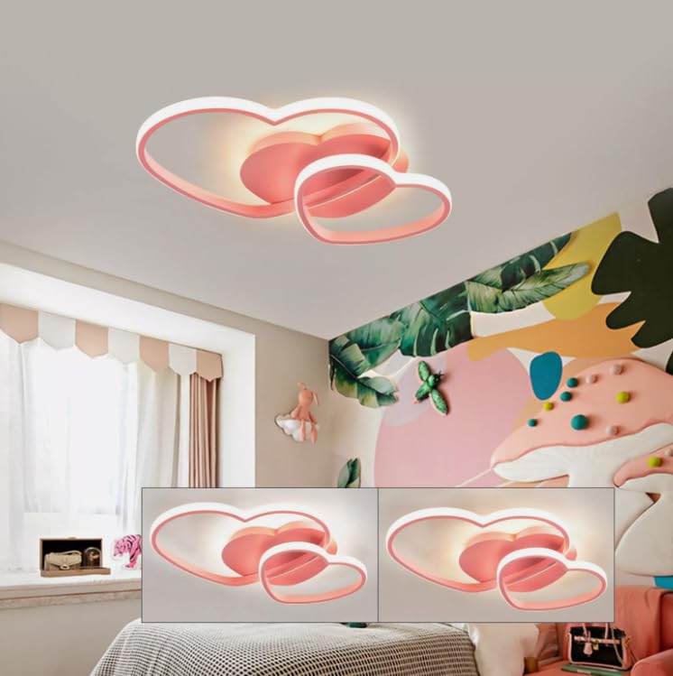Lampada da soffitto dimmerabile, a forma di cuore, per cameretta dei bambini, camera da letto, per saloni, cucina, studio, 51 x 33 x 8 cm