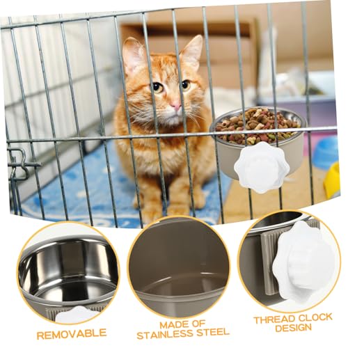 BESPORTBLE Edelstahl Hundenapf zum Aufhängen Futternapf Klein rutschfest mit Gewindedesign Glatte Oberfläche Futterautomat für Hunde und Katzen im Käfig