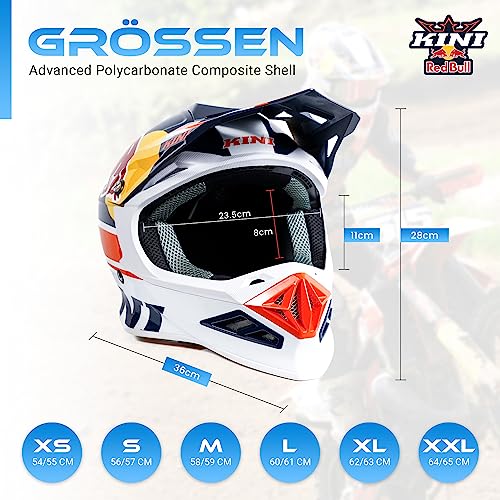 Foto von Kini Red Bull Motocross Helm Herren [Premium] Geprüfter Motorradhelm für Renneinsatz - Crosshelm auch als Enduro Helm oder Downhill Helm einsetzbar - Motocross Helm für Brillenträger geeignet XL