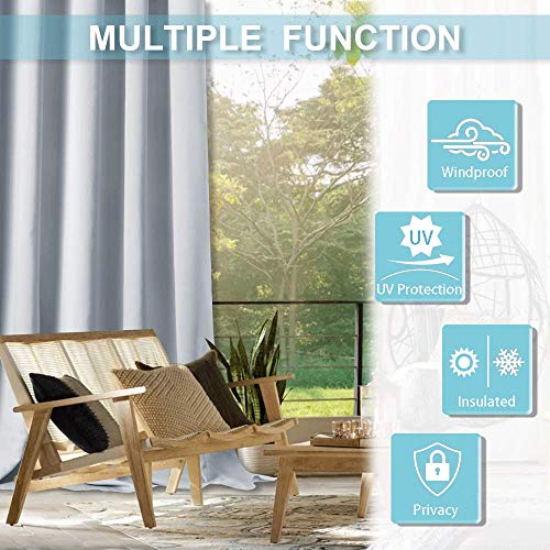Ryb Home Outdoor Curtains Waterproof - 2 Panels Detachable Top Extra Wide Soft Curtains Noise Reducing Privacy Screen For Patio, Lanai, Balcony, Sunroom, Hut, 100 Wide By 120 Long, Greyish White #TOP5