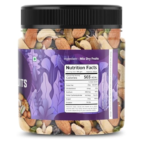 Image of Ecoeats Premium Dry Fruits Mix | Healthy Mixed Nuts Contains Almonds, Cashews, Pistachios, Apricot, Black Raisin, Kiwi | 900g