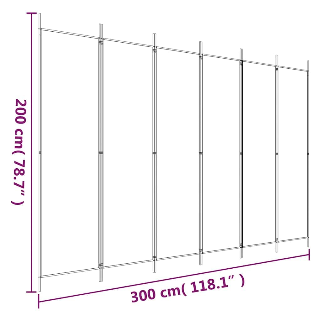 6-panelowy parawan brązowy 300 x 200 cm tkanina