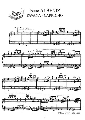 Albeniz Pavana - Capriccio: Instantly download and print sheet music