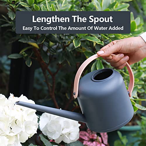 Lizbin Gieter voor kamerplanten, moderne kleine gieters voor buitenirrigatiesystemen, lange lekwaterkan voor kamerplant, tuinbloem, gieter voor bonsai, 1,7 l, 1,7 l, 1/2 gallon (grijs) - Afbeelding 3