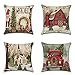 Produktbild Neusky 4er Set Dekorativ Kissenbezug Geometrische Muster 45 x 45cm Sofa Büro Dekor Kissenhülle aus Baumwoll und Leinen (Weihnachtsmann)
