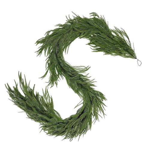 Guirnalda De Pino Artificial - Guirnalda Navideña Norfolk | Decoración De Hoja Perenne Artificial | Vegetación Realista De Interior De 1,8 M Para Repisa De Chimenea Y Escalera | Decoración Navideña Fl