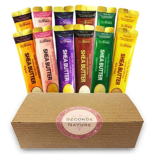 Soshea Whipped African Shea Butter Sampler | For All Hair Textures & Skin Types | Unrefined Grade A 100% Raw | Original, Musk, Lavender, Black Coconut, Egyptian Musk, Baby Powder | Pack Of 12 X 0.75 Oz | Shea Butter Gift Set For Holiday, Birthday, Mother's Day, Travel Sizes. #TOP1