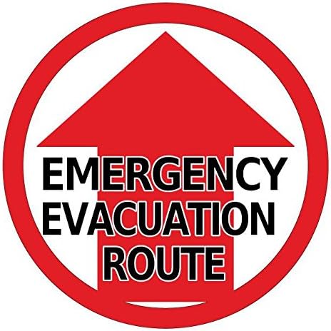 Mighty Line 24" Emergency Evacuation Route Floor Sign Sticker, Heavy-Duty, Peel and Stick Adhesive, Industrial Quality
