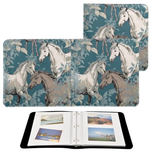 Álbum de Fotos Autoadhesivo DIY, Álbum de Recortes con Diseño Floral y Caballos, Encuadernación de 3 Anillas, Libro Fotográfico de 40 Páginas para 8x10 pulgadas miniatura 2
