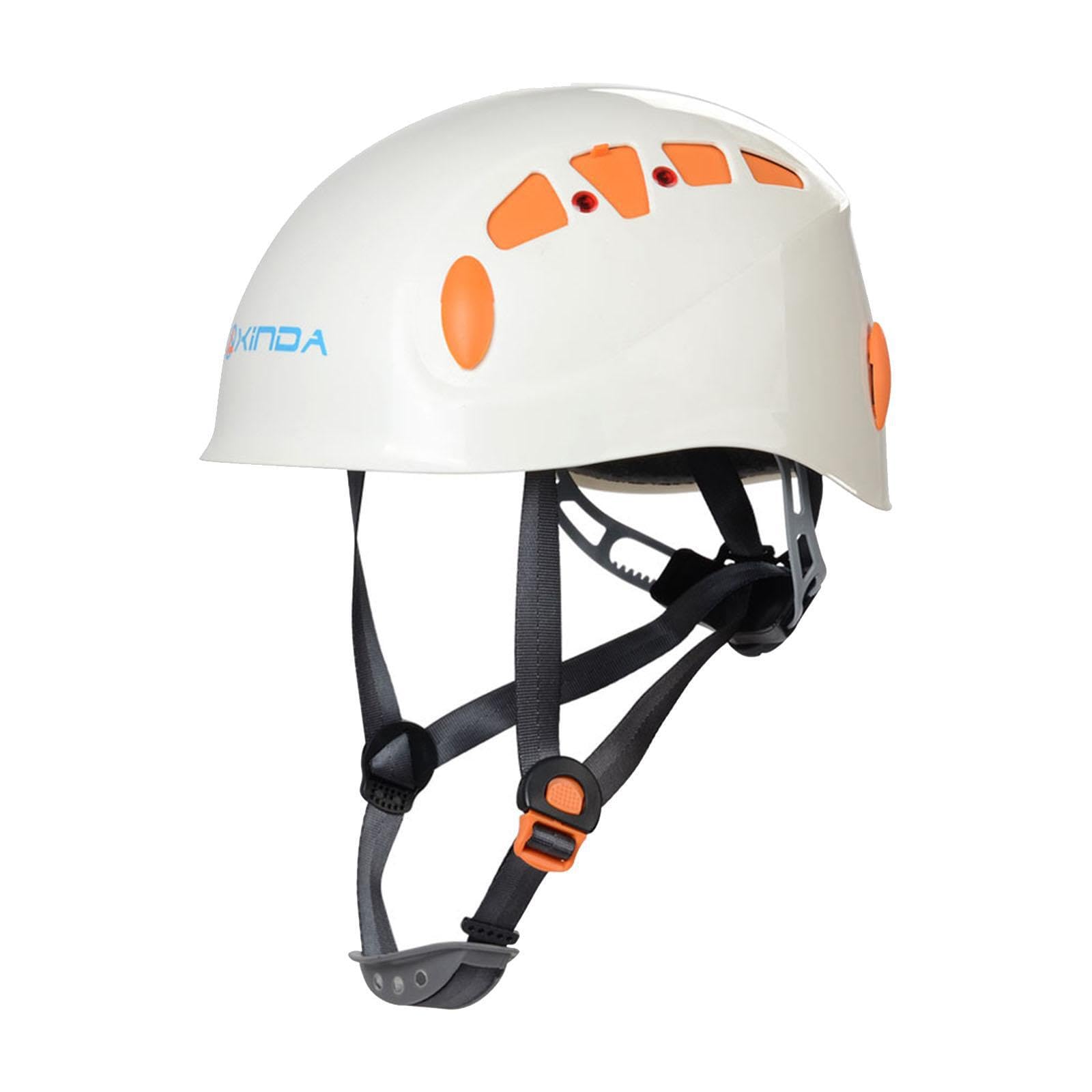 Casque d'escalade, Casque de Chantier pour Hommes, Femmes et Adultes, pour travaux arboricoles, Orange, Blanc, 26 x 20.5 cm