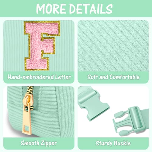 Image of Gitus 10 11 12 13 14 15 16 Year Old Girl Gifts Personalized Birthday Gifts for Women Daughter Sister Her Initial Belt Bag Fanny Pack Crossbody Bags for Teen Girl Gifts Trendy Stuff (Mint Green-F)