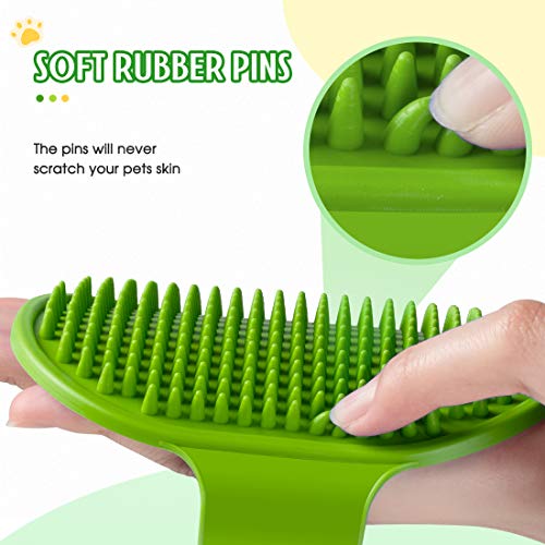 4 Pack Dog Bath Brush Dog Grooming Brush, Pet Shampoo Bath Brush Soothing Massage Rubber Comb with Adjustable Ring Handle for Long Short Haired Dogs and Cats