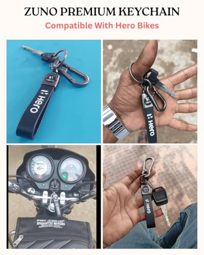 Image of Zuno Leather Keychain for Bike Car Home and Office Keys | Stylish Key Ring for Men and Women | Key Holder for Bags Wallets and Travel Accessories | Ideal Gift for Him Her