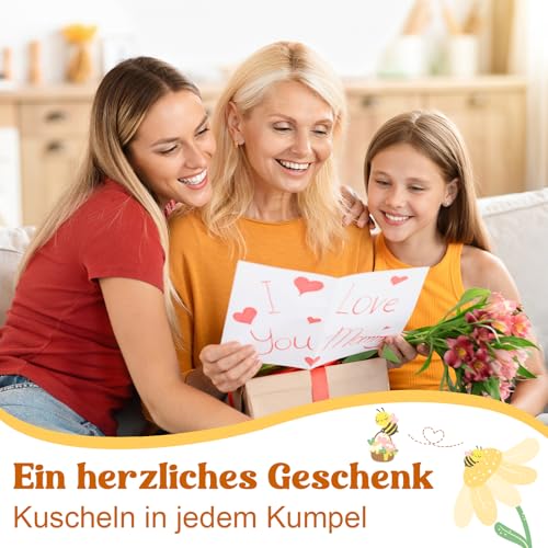 Gleevara Geschenke für Mama - Handgehäkelte Bienenfigur mit Energiekarte, Mama Geschenk zum Geburtstag Muttertag Weihnachten, Beste Mütter Geschenk von Tochter Sohn