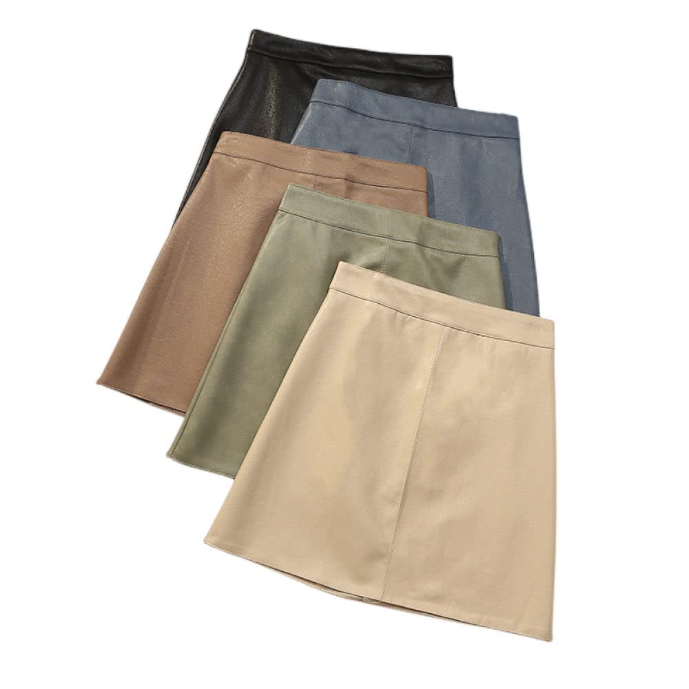 Rock Damen,Damen-Minirock Rot High Waist Pu HIPS-Wraped Lederrock Mit Reißverschluss A-Linie Lagenrock Mit Hose Einfarbig Kurzer Rock Für Mädchen Damen, Xs