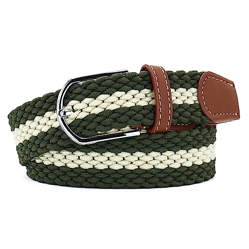 Image of Multicolored Elastic Woven Golf Belts Casual Braided Stretch Belt for Men and Women