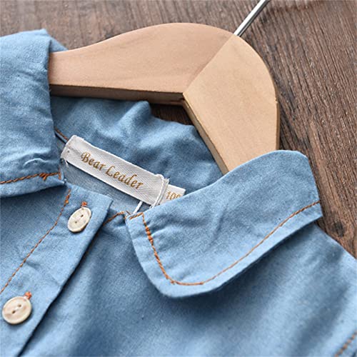 Dot Patchwork Long Sleeve Tulle Baby Denim Dress Polka Toddler Casual Little Girls Purple Cocktail (Blue, 5-6 Years) #TOP4