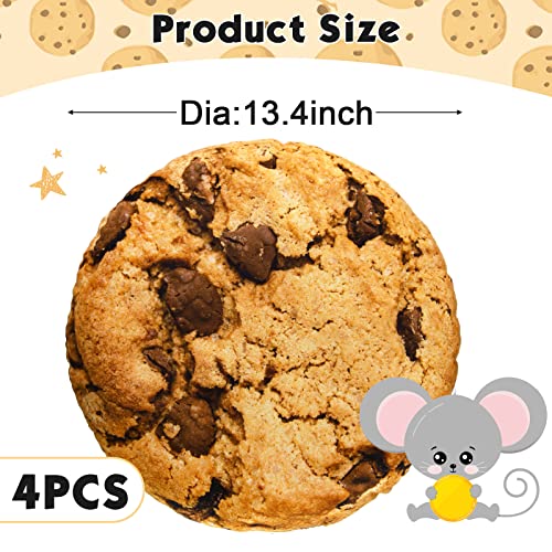Chocolate Cookie Pillow 13.4 Inch Plush Food Shaped Pillow Round Soft 3D Digital Print Funny Pillows Novelty Stuffed Fun Throw Pillows For Kids Floor Couch Sofa Cushion Bedroom Decor Gift (4 Pcs) #TOP2