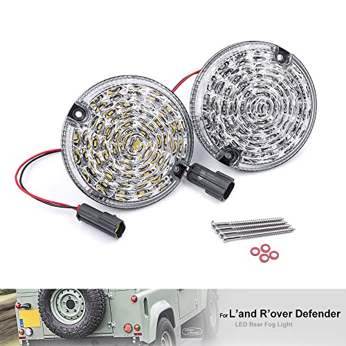 Lot de 2 feux de recul et anti-brouillard ronds à LED avec verre transparent pour defender 95 mm de diamètre