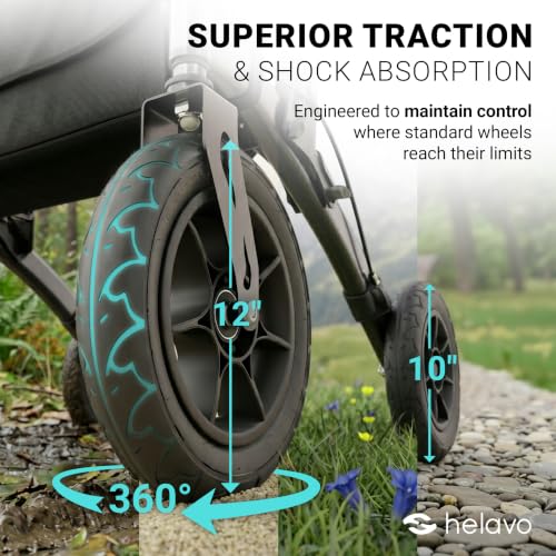 Image of Helavo All Terrain Walker, 12 inch Pneumatic Tires, Outdoor Rollator Walker