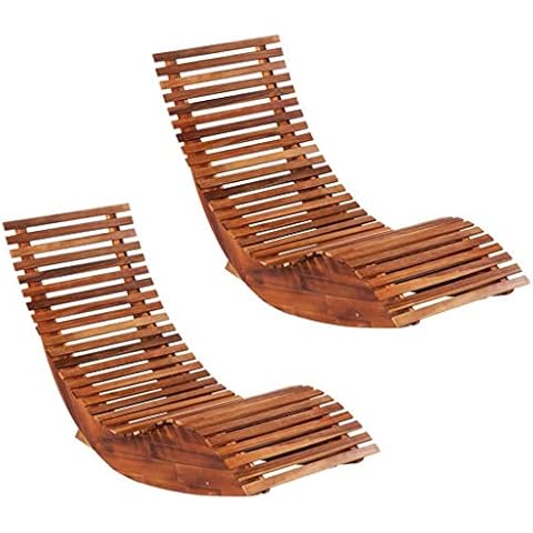 vidaXL Elegant Acacia Wood Rocking Loungers Set Cover