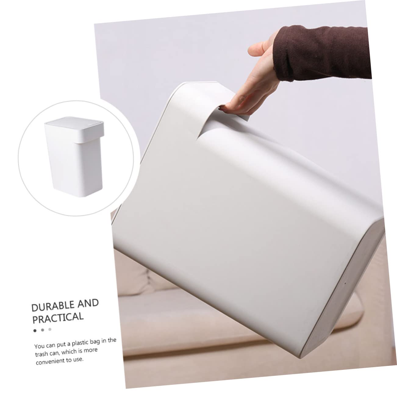 Ciieeo Cubo de Basura para Cocina y Baño de Empuje, de Plástico Pp Blanco, Diseño Redondo Cierre Hermético y Funcionalidad Versátil para Reciclaje