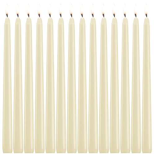 Light In The Dark Ivory Taper Candles - Set Of 14 Dripless Candles - 12 Inch Tall, 3/4 Inch Thick - 10 Hour Clean Burning #TOP1