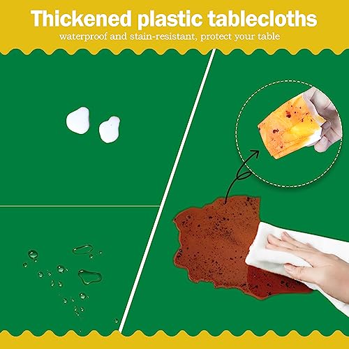 Image of tujol Green 6 Pack Plastic Table Cloth 54 inch x 108 inch, Disposable Tablecloths Rectangle Table Cover, Plastic Tablecloth for Parties