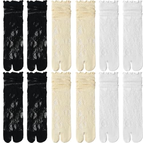 WduirQx 6 Pairs Tabi Socks Women, Split Toe Socks for Open-Toe Shoes, Athletic Activities with Toe Separation, Summer Fashion Coordination, for Versatile Footwear Options