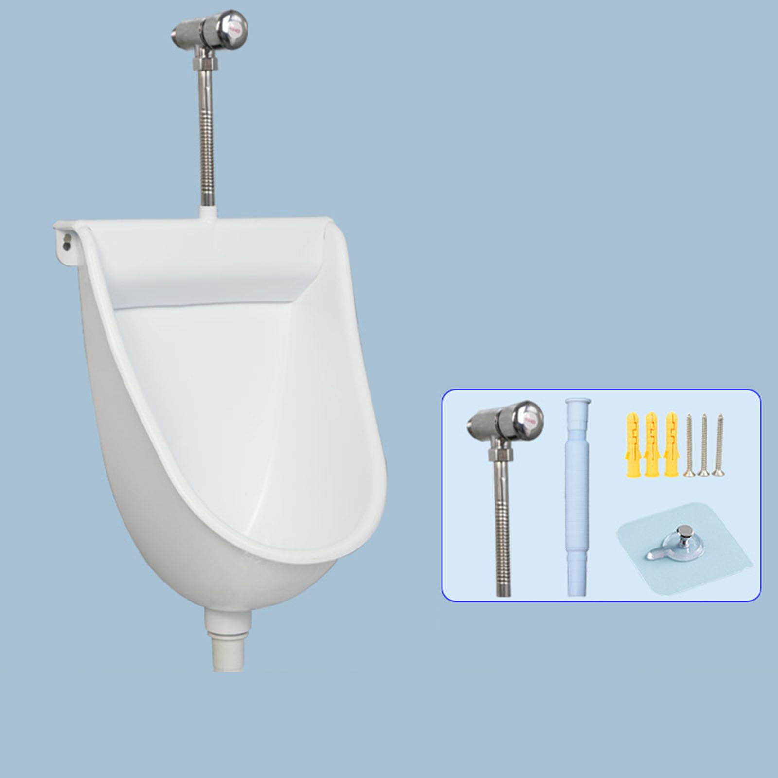 NILoykg& Urinarios De Plástico De Montaje En La Pared para Hombres, Orinales Simples Eficiencia De Lavado De Inodoros Públicos Urinarios, Urinarios Sin Agua con Manguera,Blanco,Surface Mounted