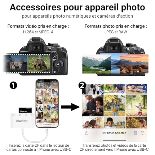 KiWiBiRD Lecteur Carte CF USB C, Lecteur Compact Flash USB – vue 6