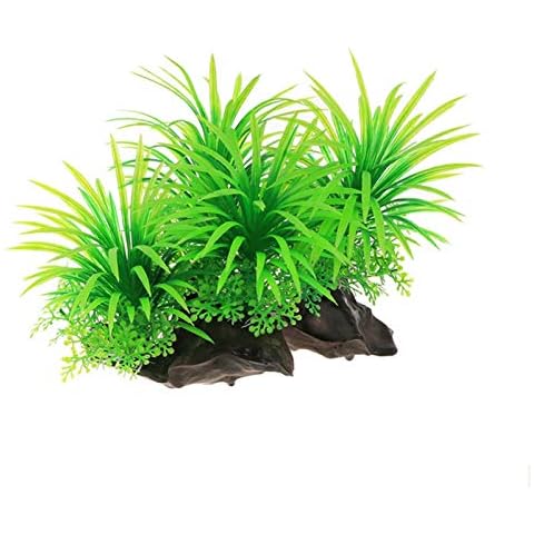 rebirthesame Artificial Green Water Plants Made Of Silk Fabrics Plastic, Aquarium Decorations Fish Tank Safe For All Fish & Pets Cover