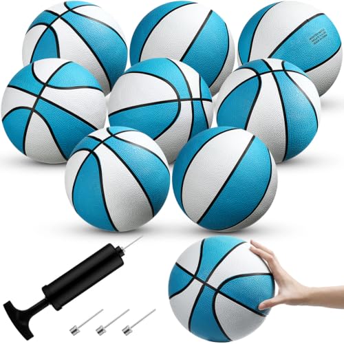 Honoson 6 Pack Water Pool Basketball Swimming Pool Rubber Waterproof Basketball for Summer Lake Party Favors (Light Blue with Black Trim,9 Inch)