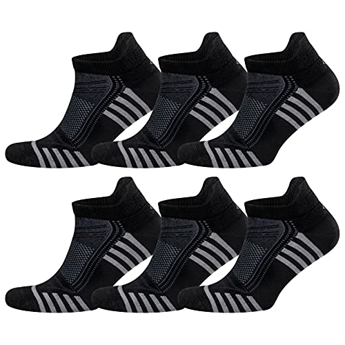 LaFinka Ankle Socks (6 Pairs) with Heel Tabs Natural for Men or Women Sports and Athletic Performance Wear (Black)3
