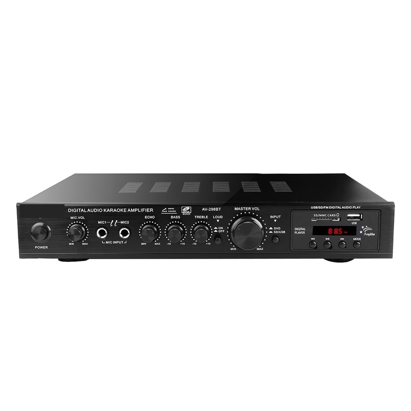 Wzmacniacz audio, Wzmacniacz domowy Cyfrowy Auto AV HiFi Klasa wzmacniaczy mocy Dźwięk stereo Odtwarzacz radia FM Procesor do domowego majsterkowania(Black)