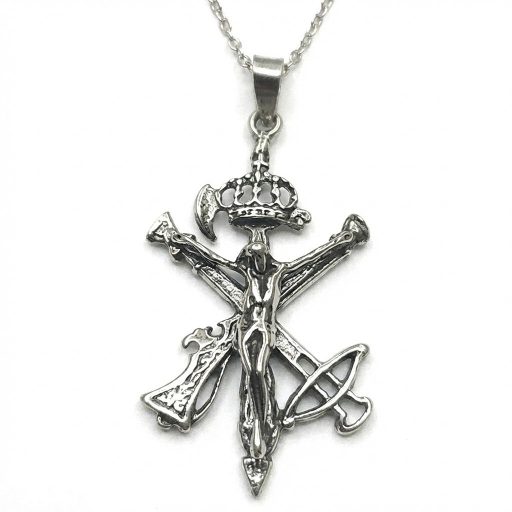 Collar Cruz Cristo de Mena en Plata de Ley 925, con Estuche y Cadena 45 cm
