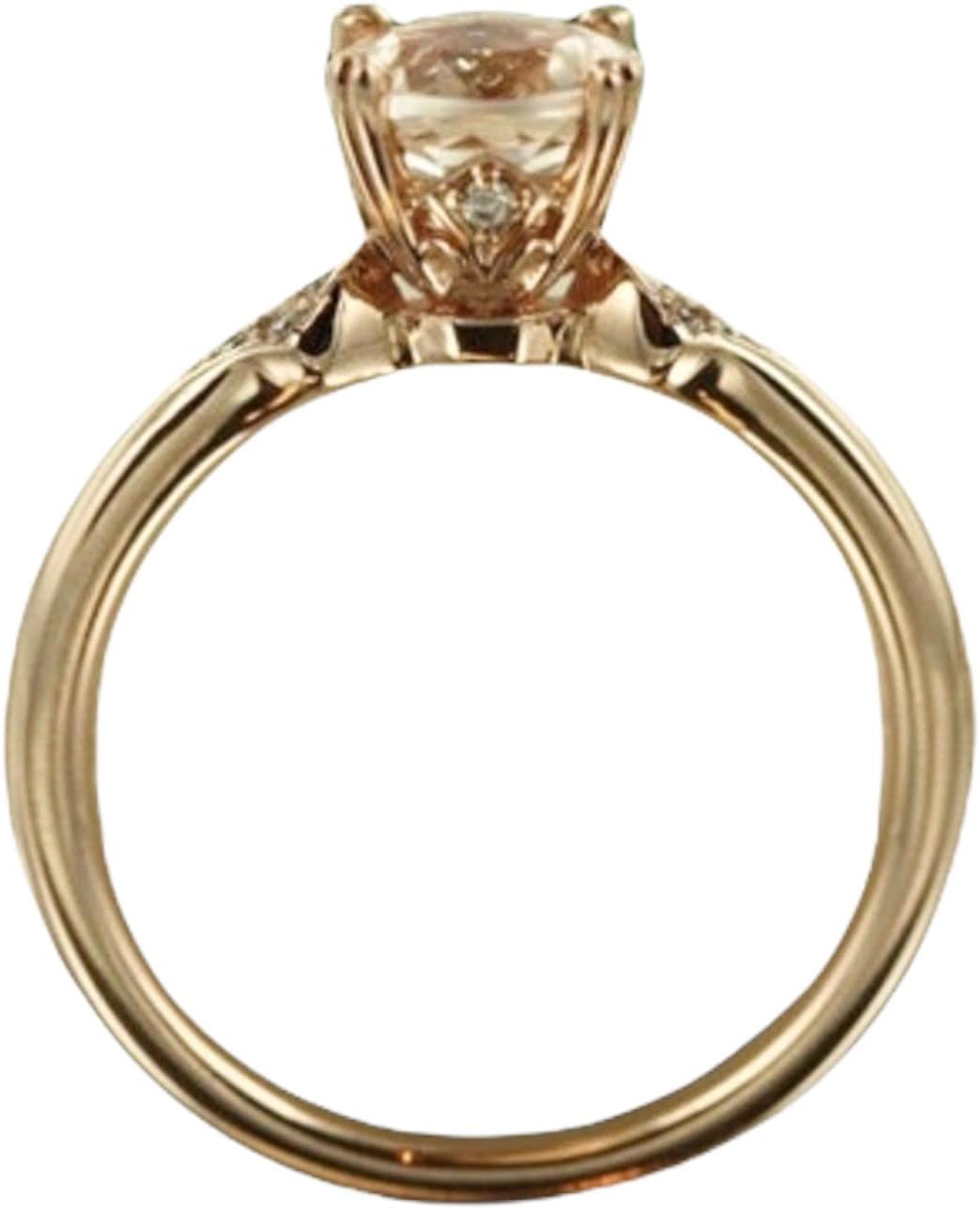 Unity-VS Diamond 7mm Round Morganite in 14K Rose Gold Morganite Engagement Ring (Bridal Set Available)